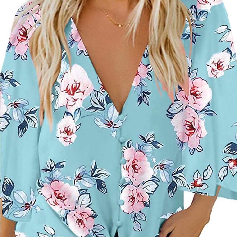 White floral top ( wears like cover photo)